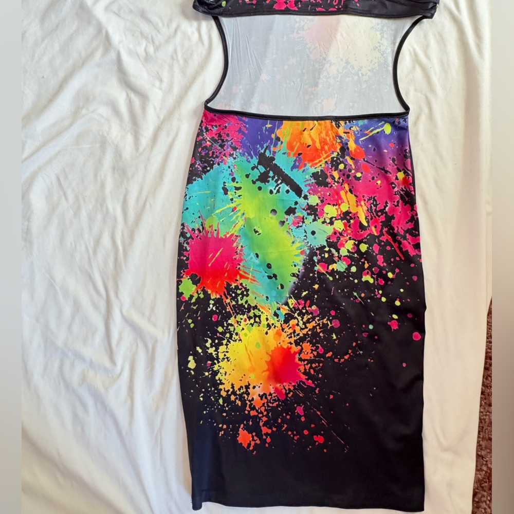 Colorful Splatter Print Dress - Picture 2 of 3